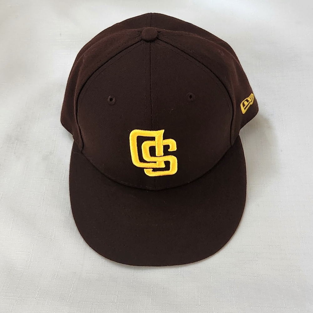 New Era 7 1/8 Upside Down Logo Exclusive San Diego Padres Brown Gold Hat Rare